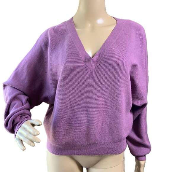 Dreamers By Debut Purple V Neck Long Sleeve Pullover Sweater Size Large Preppy - Picture 1 of 13